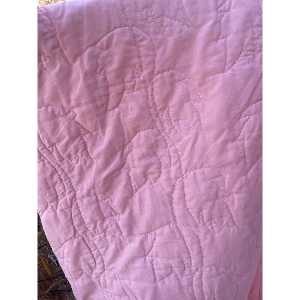 Vintage 1970s Cross Stitch Flower Quilt Cotton 75x100 - Picture 7 of 16